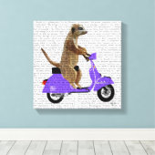 Meerkat op Lila bromfietsen Canvas Afdruk (Insitu (Houten vloer))