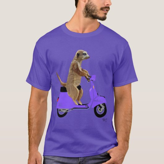 Meerkat op Lila bromfietsen T-shirt (Voorkant)