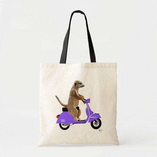 Meerkat op Lila bromfietsen Tote Bag (Voorkant)