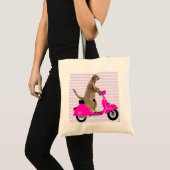Meerkat op roze brommer 2 tote bag (Voorkant (product))