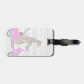 Meerkat op roze brommer bagagelabel (Achterkant horizontaal)