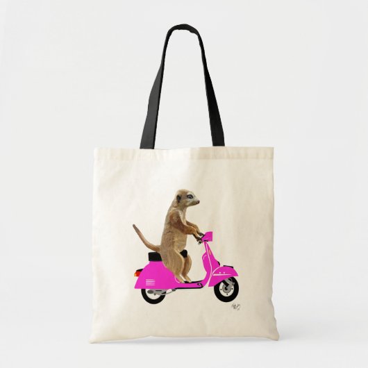 Meerkat op roze brommer tote bag (Voorkant)