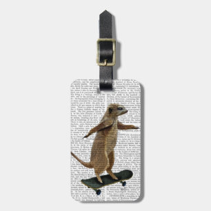 Meerkat op skateboard 2 bagagelabel