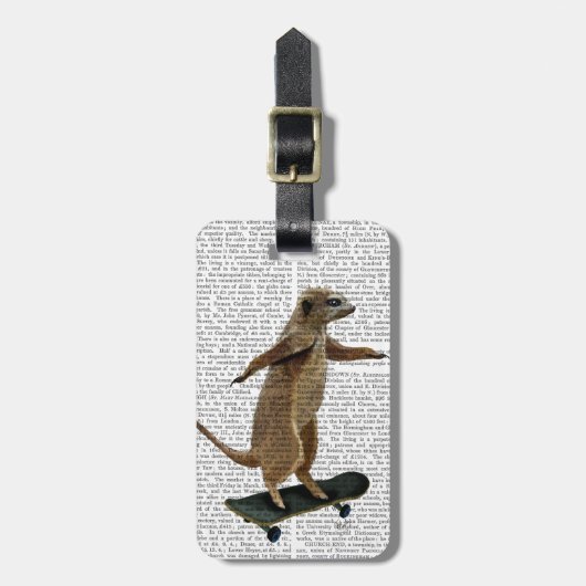 Meerkat op skateboard 2 bagagelabel (Voorkant verticaal)