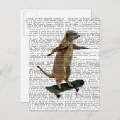 Meerkat op skateboard 2 briefkaart (Voorkant / Achterkant)