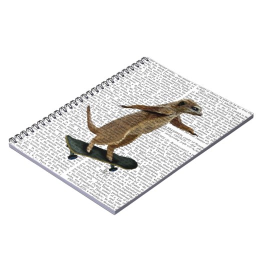 Meerkat op skateboard 2 notitieboek (Linkerzijde)