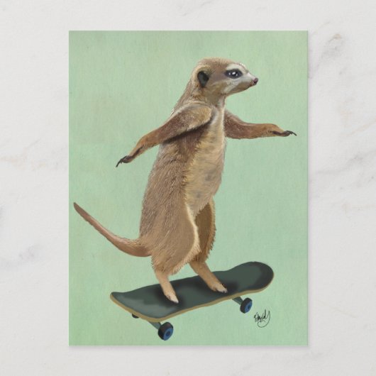 Meerkat op skateboard 3 briefkaart (Voorkant)
