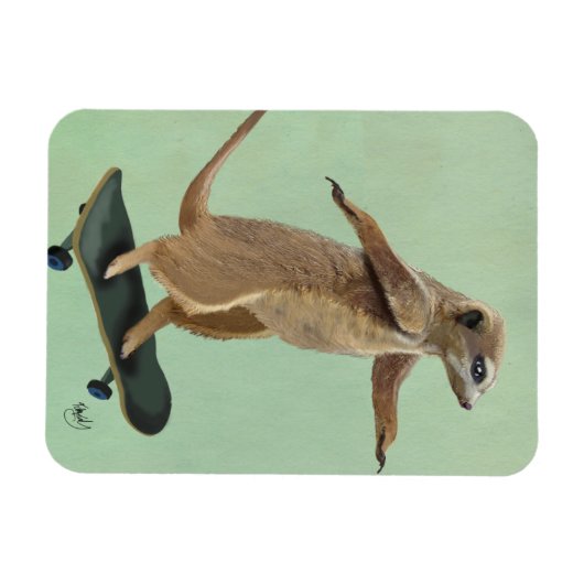 Meerkat op skateboard 3 magneet (Horizontaal)