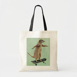 Meerkat op skateboard 3 tote bag