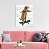 Meerkat op skateboard canvas afdruk (Insitu (Woonkamer))
