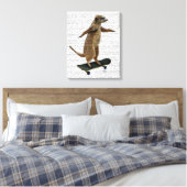 Meerkat op skateboard canvas afdruk (Insitu (Slaapkamer))