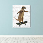 Meerkat op skateboard canvas afdruk (Insitu (Houten vloer))
