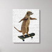 Meerkat op skateboard canvas afdruk (Voorkant)