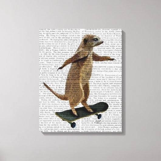 Meerkat op skateboard canvas afdruk (Voorkant)