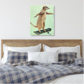 Meerkat op skateboard canvas afdruk (Insitu (Slaapkamer))