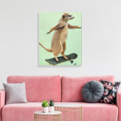 Meerkat op skateboard canvas afdruk (Insitu (Woonkamer))