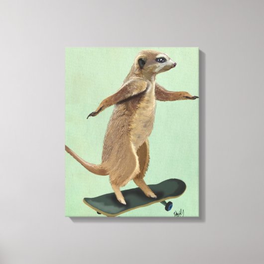 Meerkat op skateboard canvas afdruk (Voorkant)