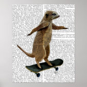 Meerkat op skateboard poster (Voorkant)