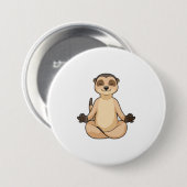 Meerkat op Yoga Meditation Ronde Button 7,6 Cm (Voorkant /achterkant)