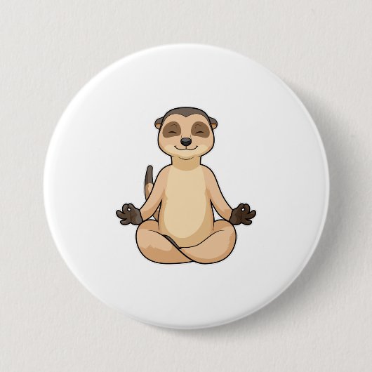 Meerkat op Yoga Meditation Ronde Button 7,6 Cm (Voorkant)