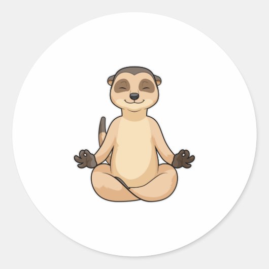 Meerkat op Yoga Meditation Ronde Sticker (Voorkant)