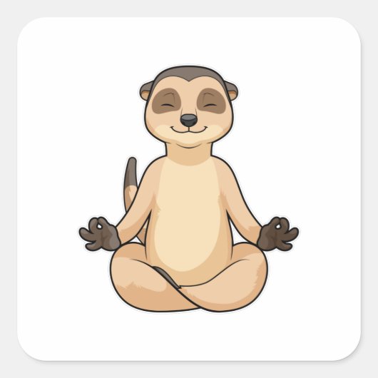 Meerkat op Yoga Meditation Vierkante Sticker (Voorkant)