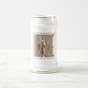 Meerkat over Attentie Beer Stein Bierpul