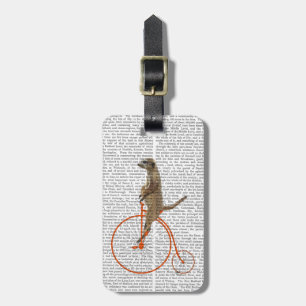 Meerkat over Oranje Penny Farthing Bagagelabel