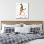 Meerkat over Oranje Penny Farthing Canvas Afdruk (Insitu (Slaapkamer))