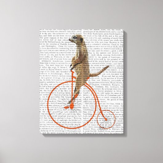 Meerkat over Oranje Penny Farthing Canvas Afdruk (Voorkant)