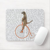 Meerkat over Oranje Penny Farthing Muismat (Met muis)