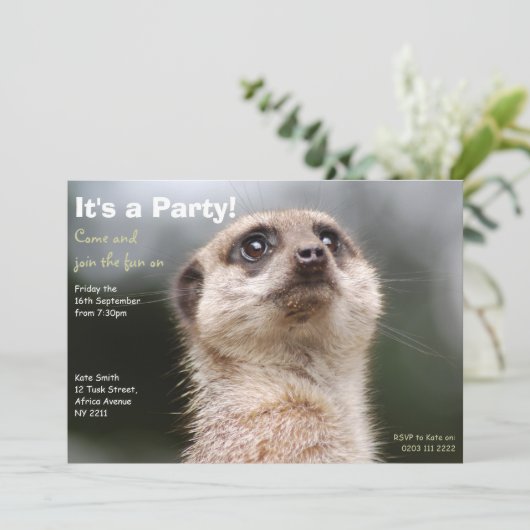 Meerkat Party Invitation Kaart (Staand voorkant)