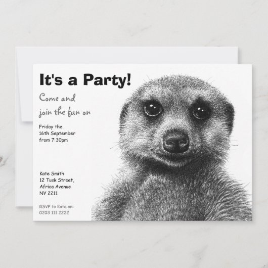 Meerkat Party Invitation Kaart (Voorkant)