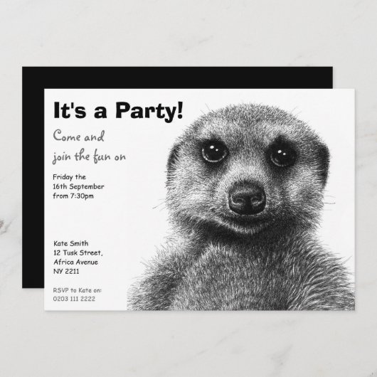 Meerkat Party Invitation Kaart (Voorkant / Achterkant)
