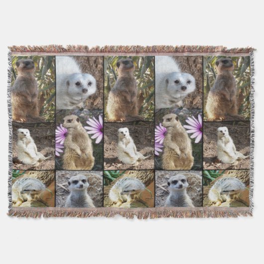 Meerkat Photo Collage Woven Throw Blanket Deken (Voorkant)