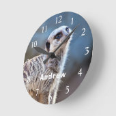 Meerkat Posing Personalized Name Ronde Klok (Hoek)