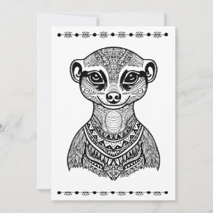 Meerkat, Print en Kleur Kaart, Denken aan jou Feestdagenkaart