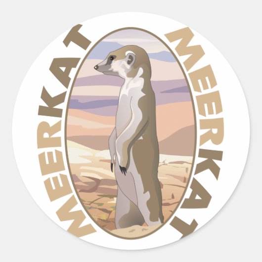 Meerkat Ronde Sticker (Voorkant)