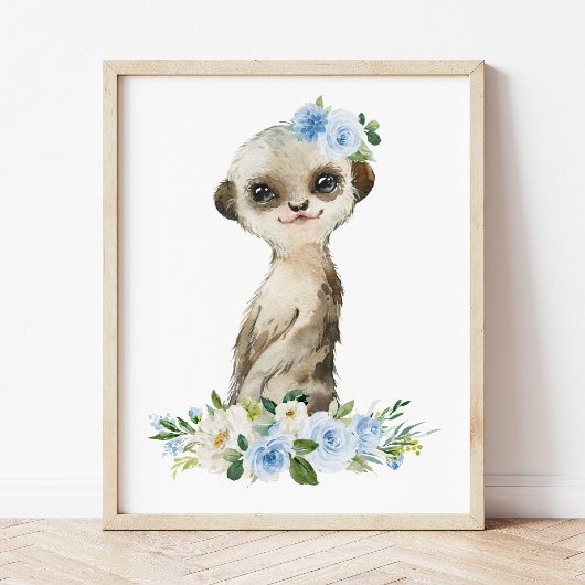 Meerkat, Safari, Oerwoud, Blue Flowers, Boy Nurser Poster