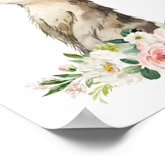 Meerkat, Safari, Roze Bloemen, Meisje Nursery Poster (Hoek)