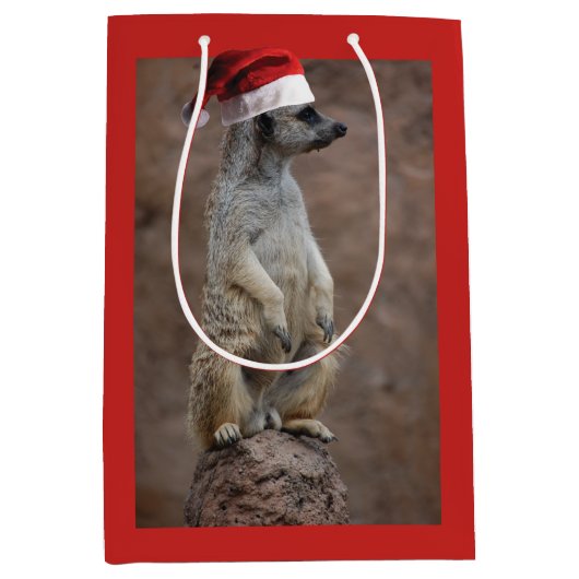Meerkat Santa Claus Medium Cadeauzakje (Voorkant)