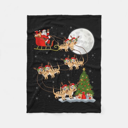Meerkat Santa Sleigh Flying Funny Magical Christma Fleece Deken (Voorkant)