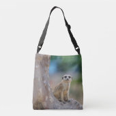 Meerkat Sat on Tree Crossbody Tas (Achterkant)