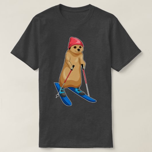 Meerkat Skier Ski T-shirt (Design voorkant)