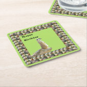 Meerkat Square Birthday Paper Onderzetters, Kartonnen Onderzetters (Schuin)