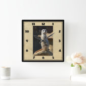 Meerkat Square Clock Vierkante Klok (Huis)