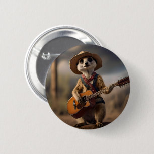 Meerkat Strumming A Country Lullaby, Ronde Button 5,7 Cm