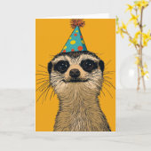 Meerkat Verjaardagsfeest Wenskaart Kaart (Gele Bloem)