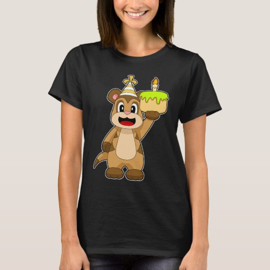 Meerkat Verjaardagskaarsencake T-shirt (Voorkant)