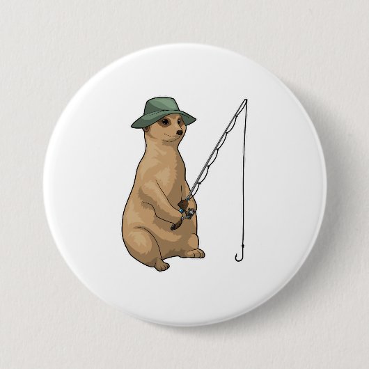 Meerkat Vist Fisher Gevist rod Ronde Button 7,6 Cm (Voorkant)